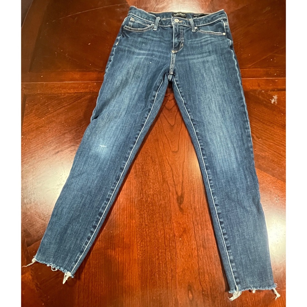 Banana Republic Skinny Jeans Womens Tag 27 Meas 26 Vintage Wash Raw Hem 00 GUC
